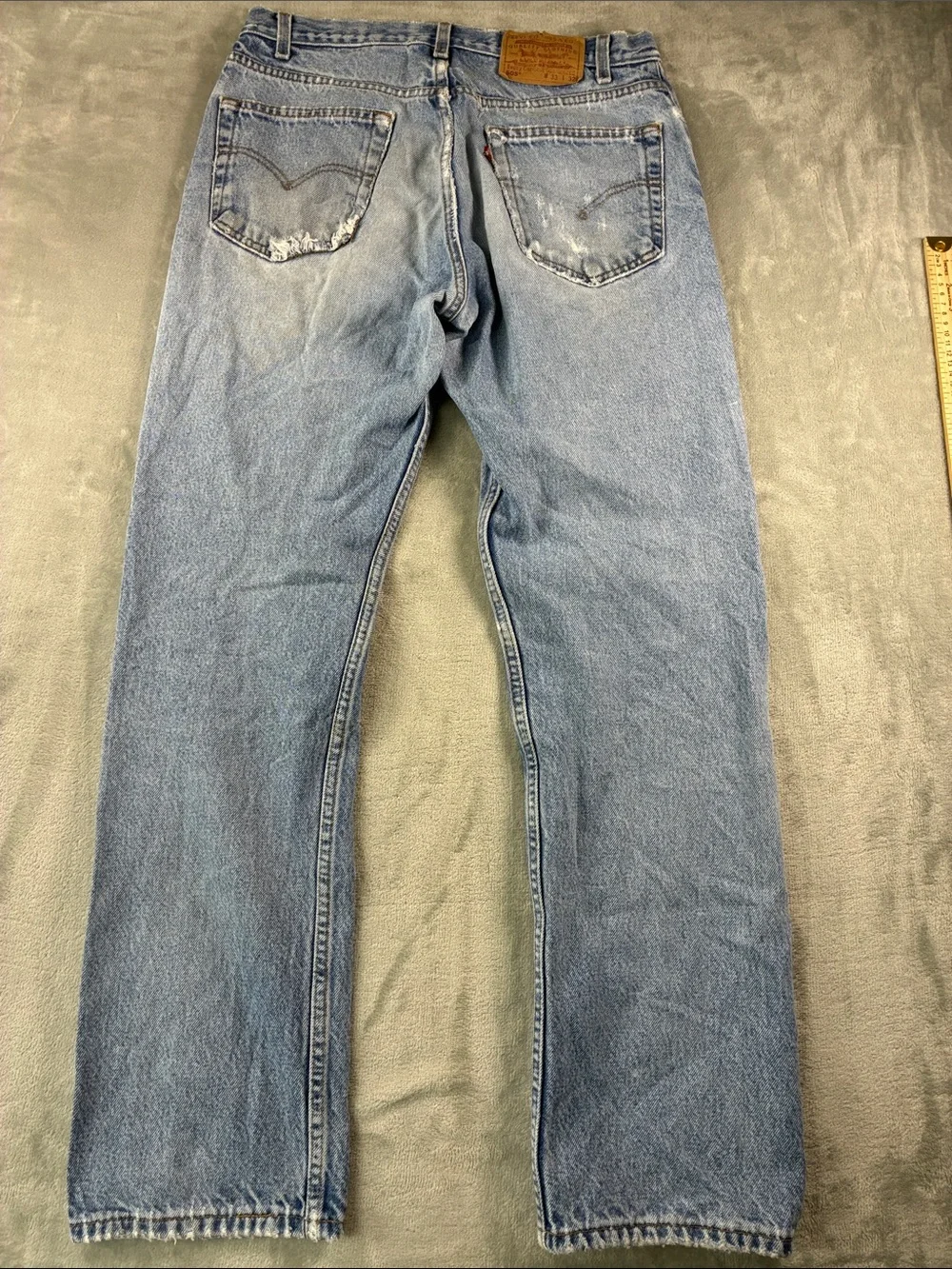Levi’s 505 Big E Vintage 2000 Jeans 33x32 Distressed Light Wash Made Mexico